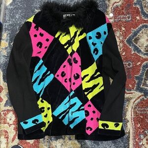 Colorful Patterned Women's Cardigan with Little Matching Bag